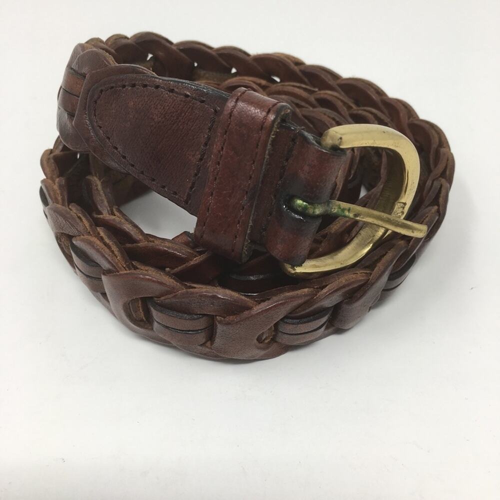 Amiee Lynn Brown Braided Leather Belt Small
